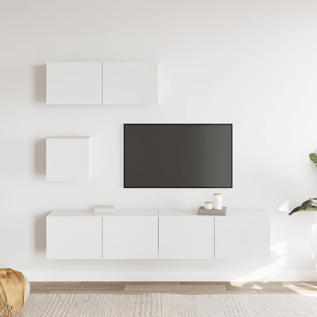 vidaXL Zestaw 4 szafek telewizyjnych, biały