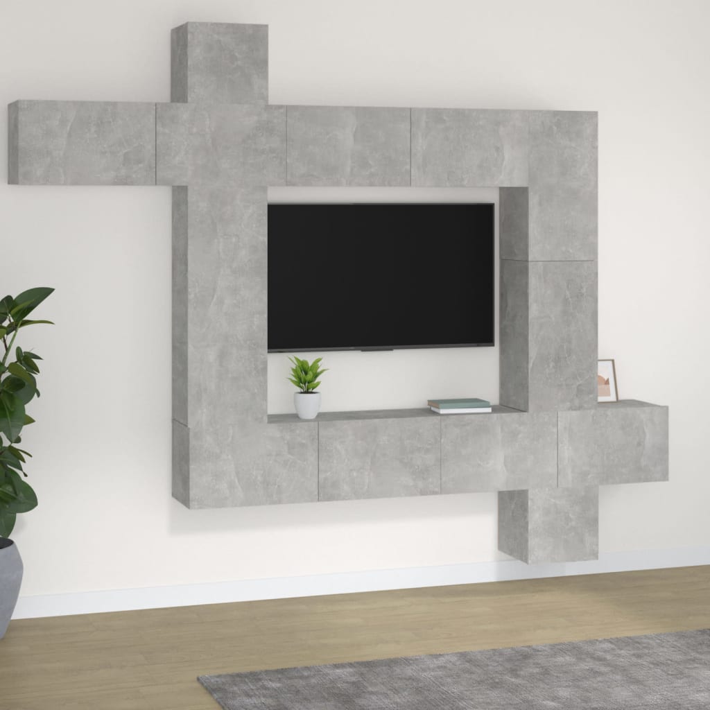 vidaXL Zestaw 9 szafek TV, szarość betonu, materiał drewnopochodny