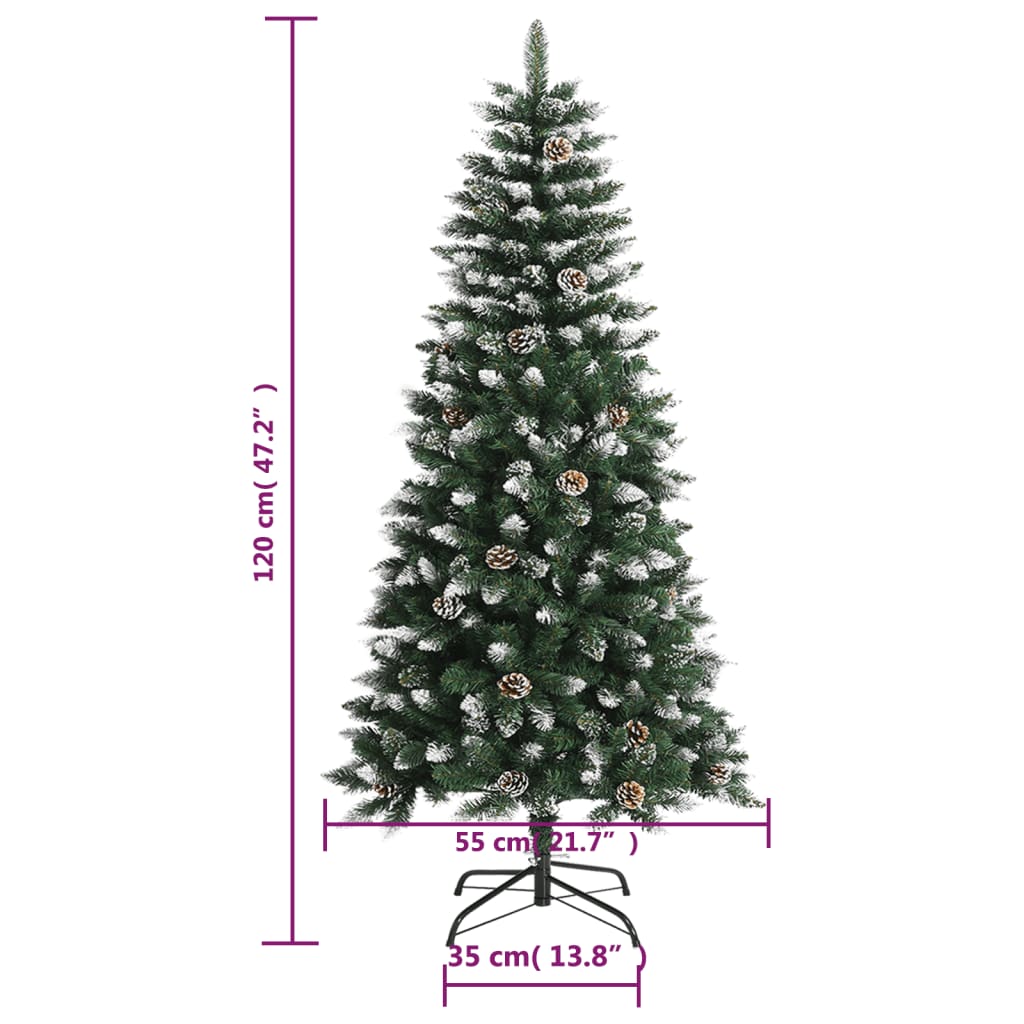 vidaXL Sztuczna choinka ze stojakiem, zielona, 120 cm, PVC