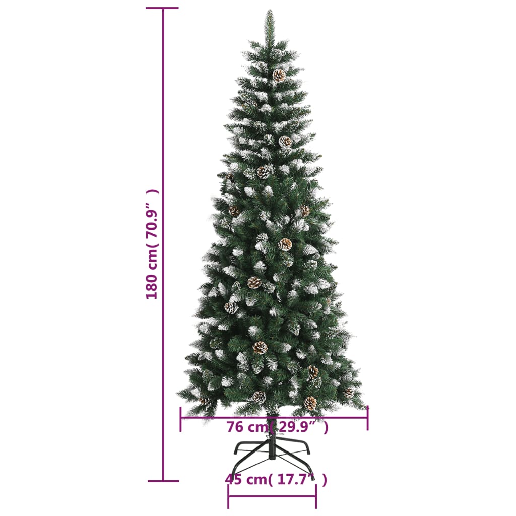vidaXL Sztuczna choinka ze stojakiem, zielona, 180 cm, PVC