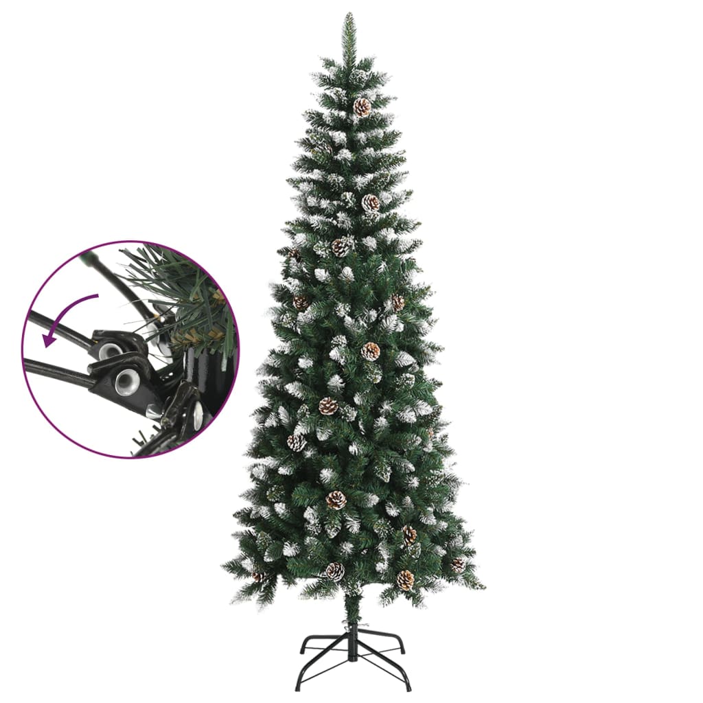 vidaXL Sztuczna choinka ze stojakiem, zielona, 210 cm, PVC