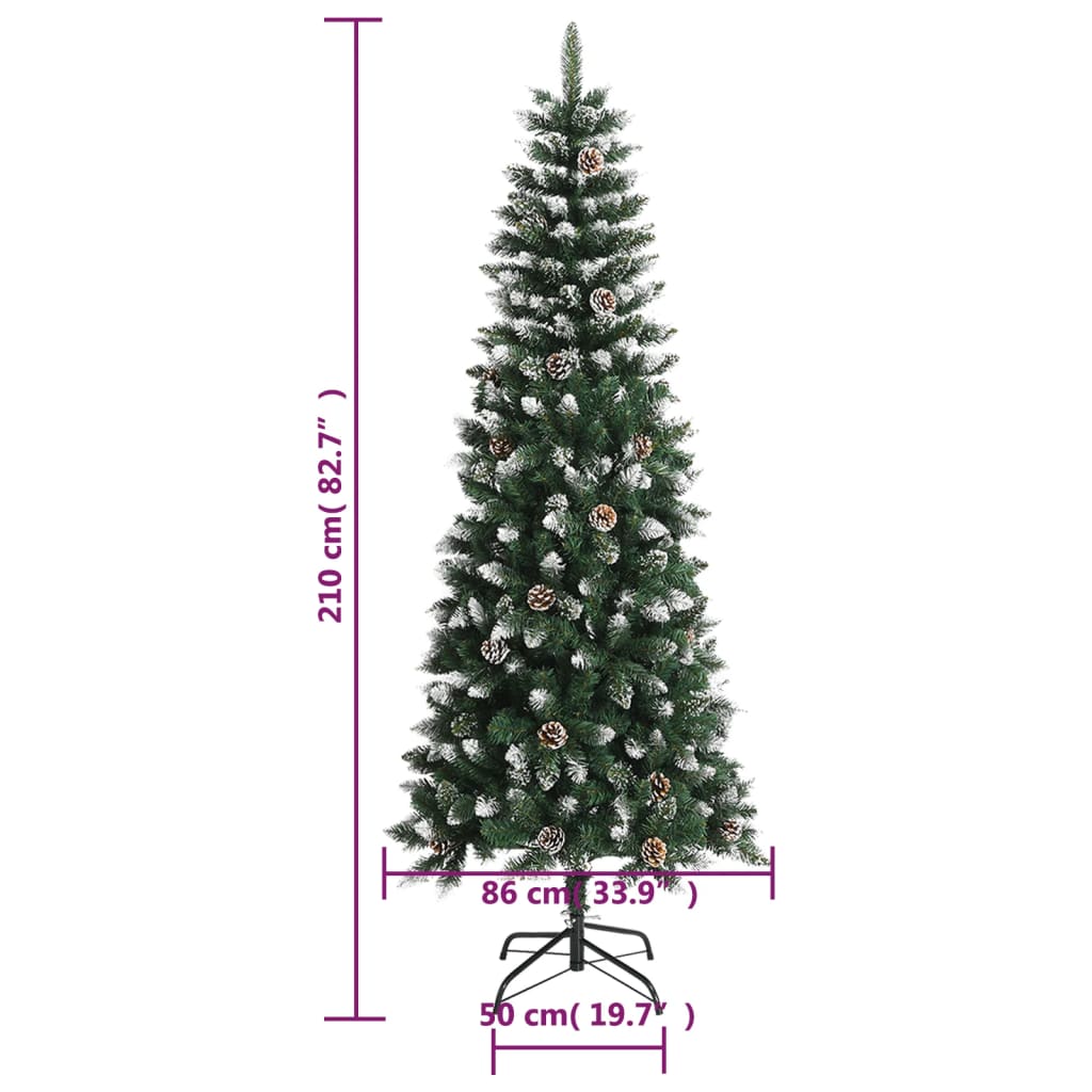 vidaXL Sztuczna choinka ze stojakiem, zielona, 210 cm, PVC