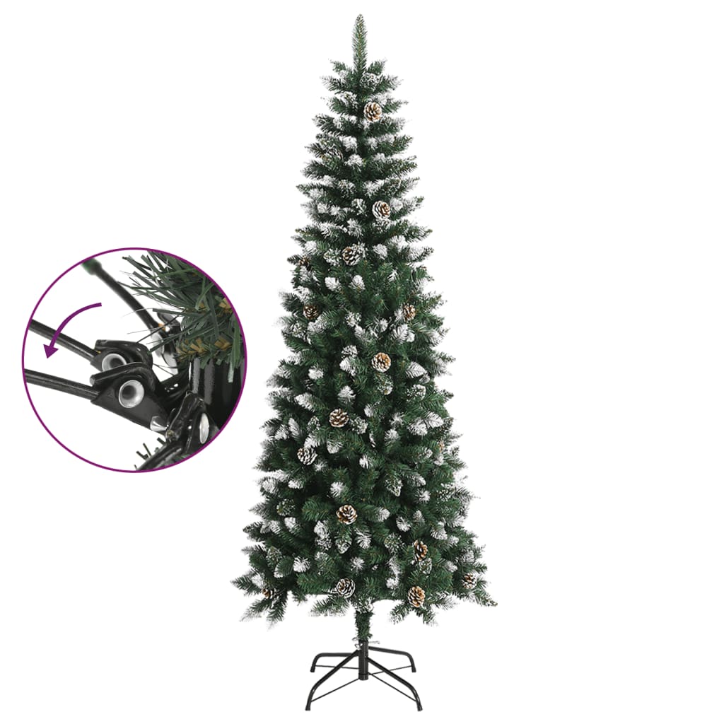 vidaXL Sztuczna choinka ze stojakiem, zielona, 240 cm, PVC
