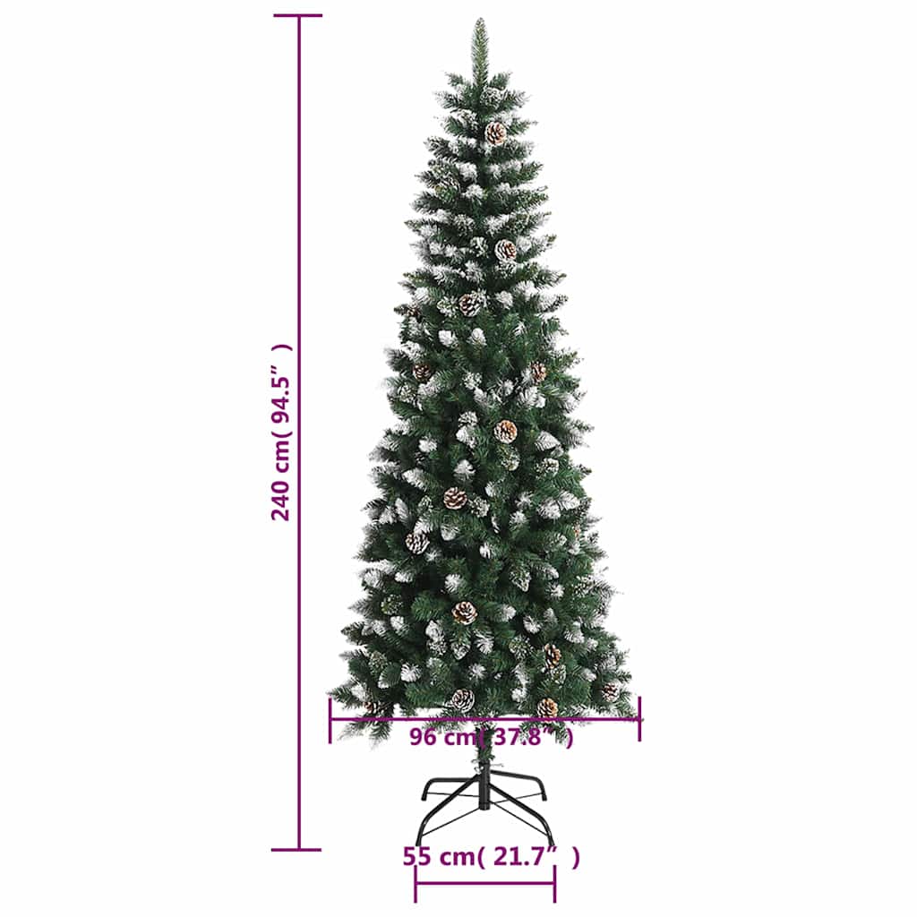vidaXL Sztuczna choinka ze stojakiem, zielona, 240 cm, PVC