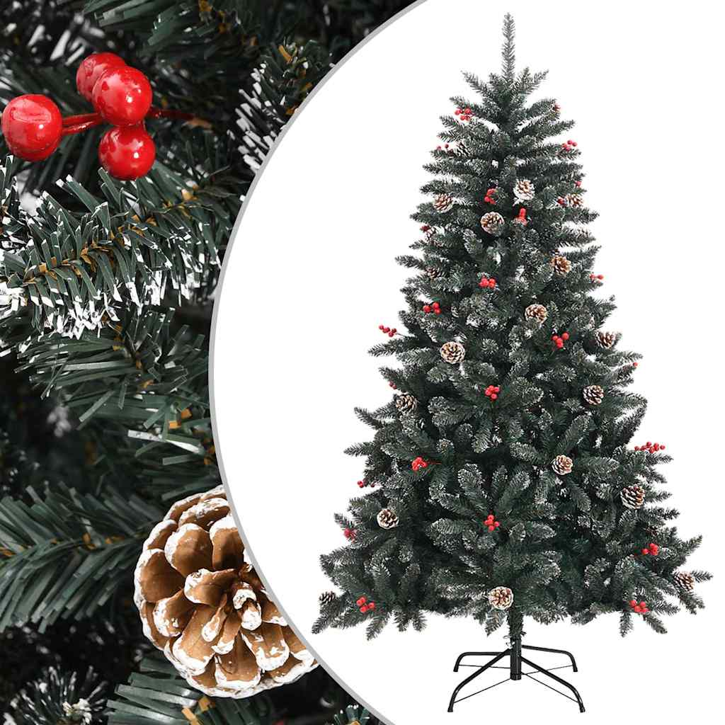 vidaXL Sztuczna choinka ze stojakiem, zielona, 120 cm, PVC