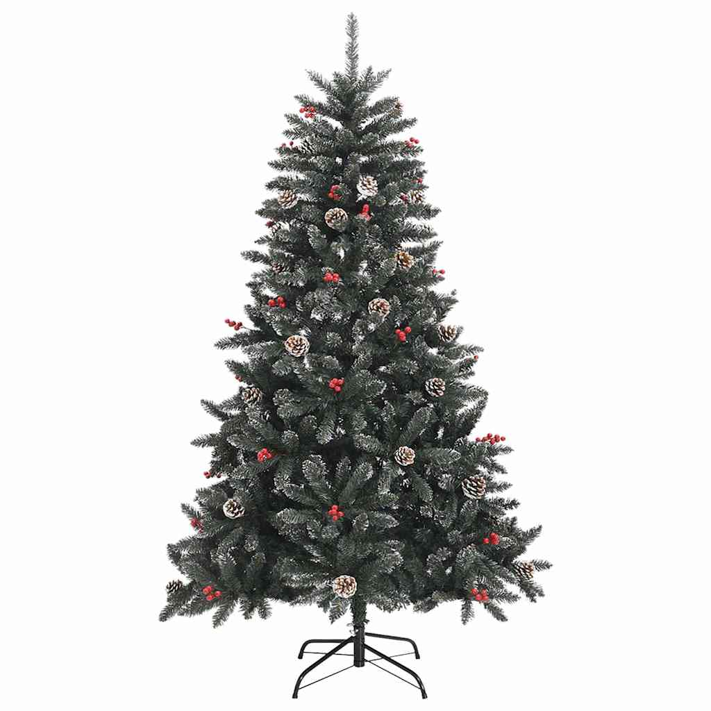 vidaXL Sztuczna choinka ze stojakiem, zielona, 120 cm, PVC
