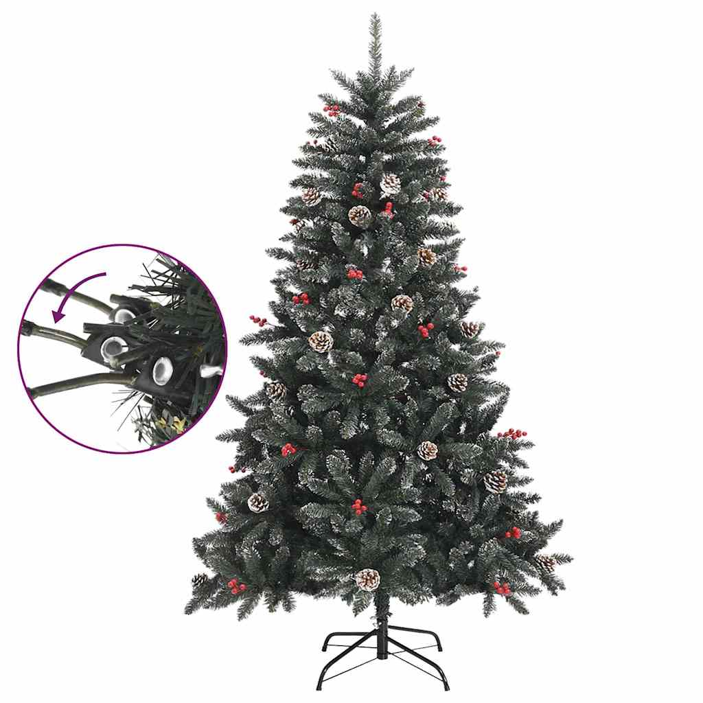 vidaXL Sztuczna choinka ze stojakiem, zielona, 120 cm, PVC