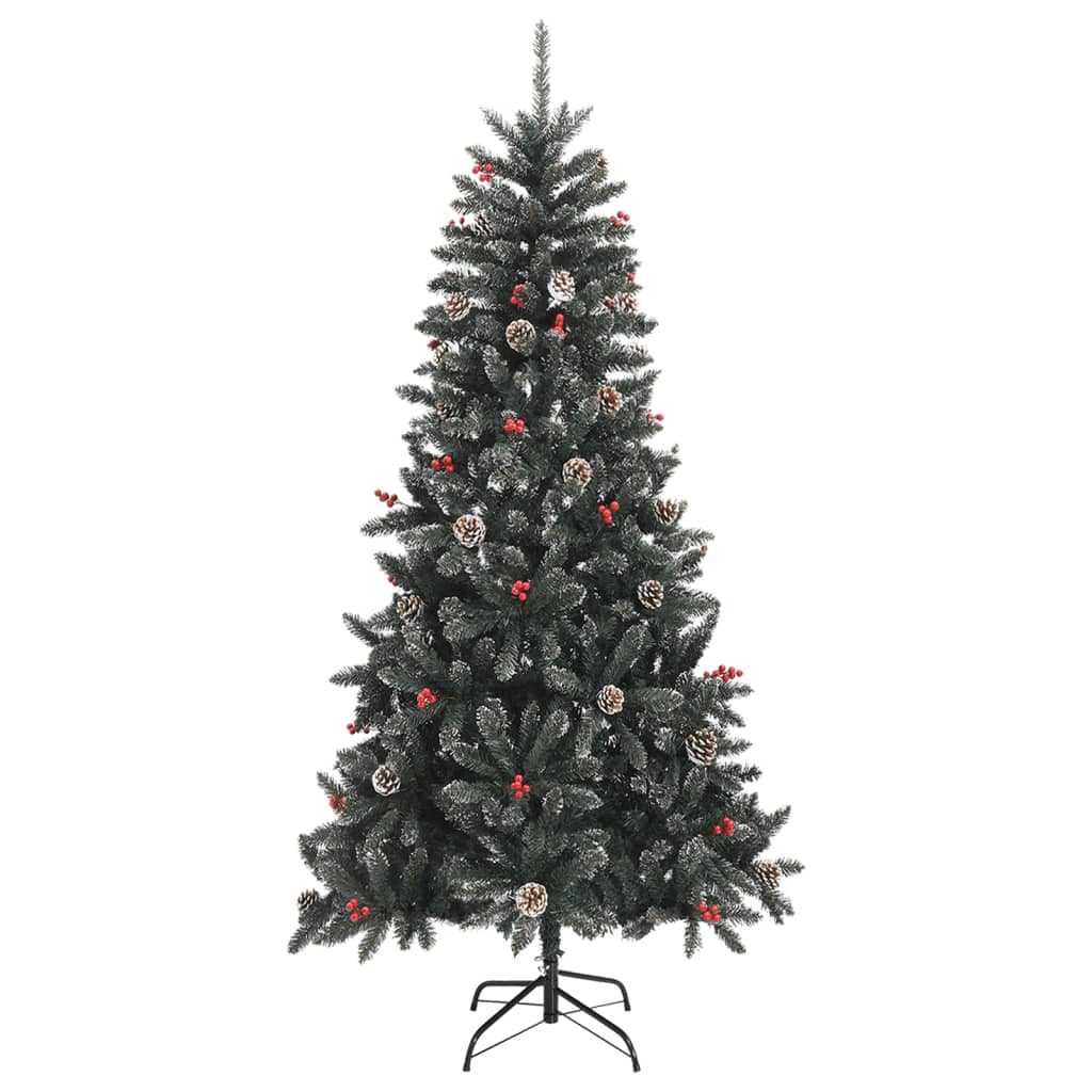 vidaXL Sztuczna choinka ze stojakiem, zielona, 210 cm, PVC