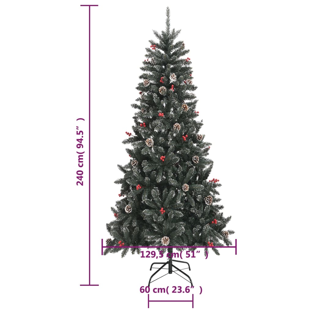 vidaXL Sztuczna choinka ze stojakiem, zielona, 240 cm, PVC
