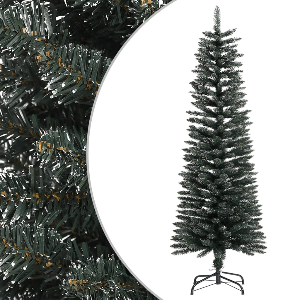 vidaXL Sztuczna, smukła choinka ze stojakiem, zielona, 120 cm, PVC