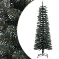 vidaXL Sztuczna, smukła choinka ze stojakiem, zielona, 120 cm, PVC