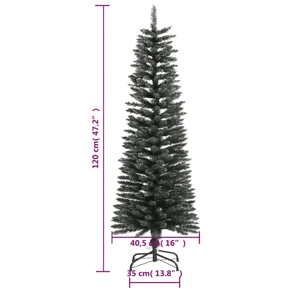 vidaXL Sztuczna, smukła choinka ze stojakiem, zielona, 120 cm, PVC
