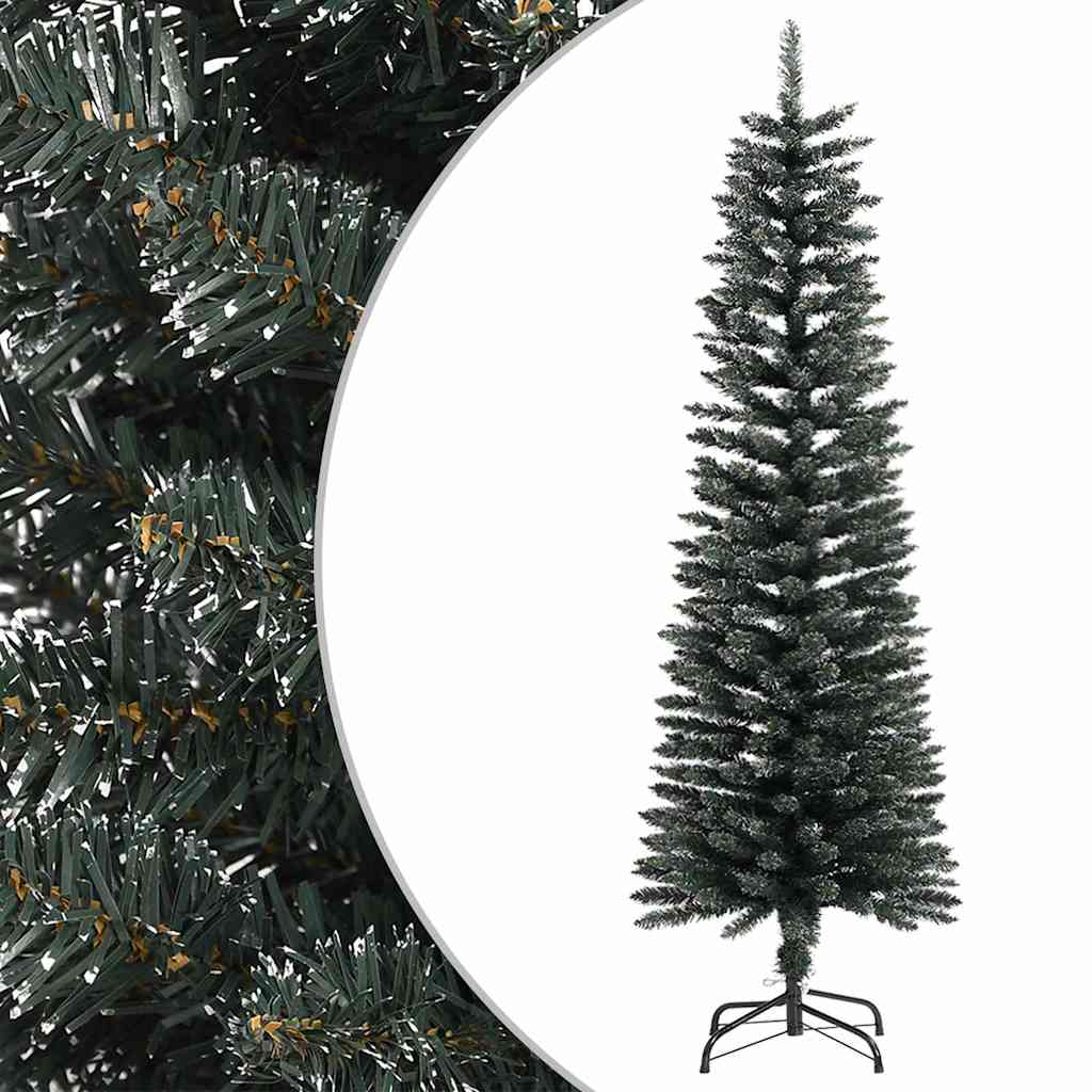 vidaXL Sztuczna, smukła choinka ze stojakiem, zielona, 150 cm, PVC