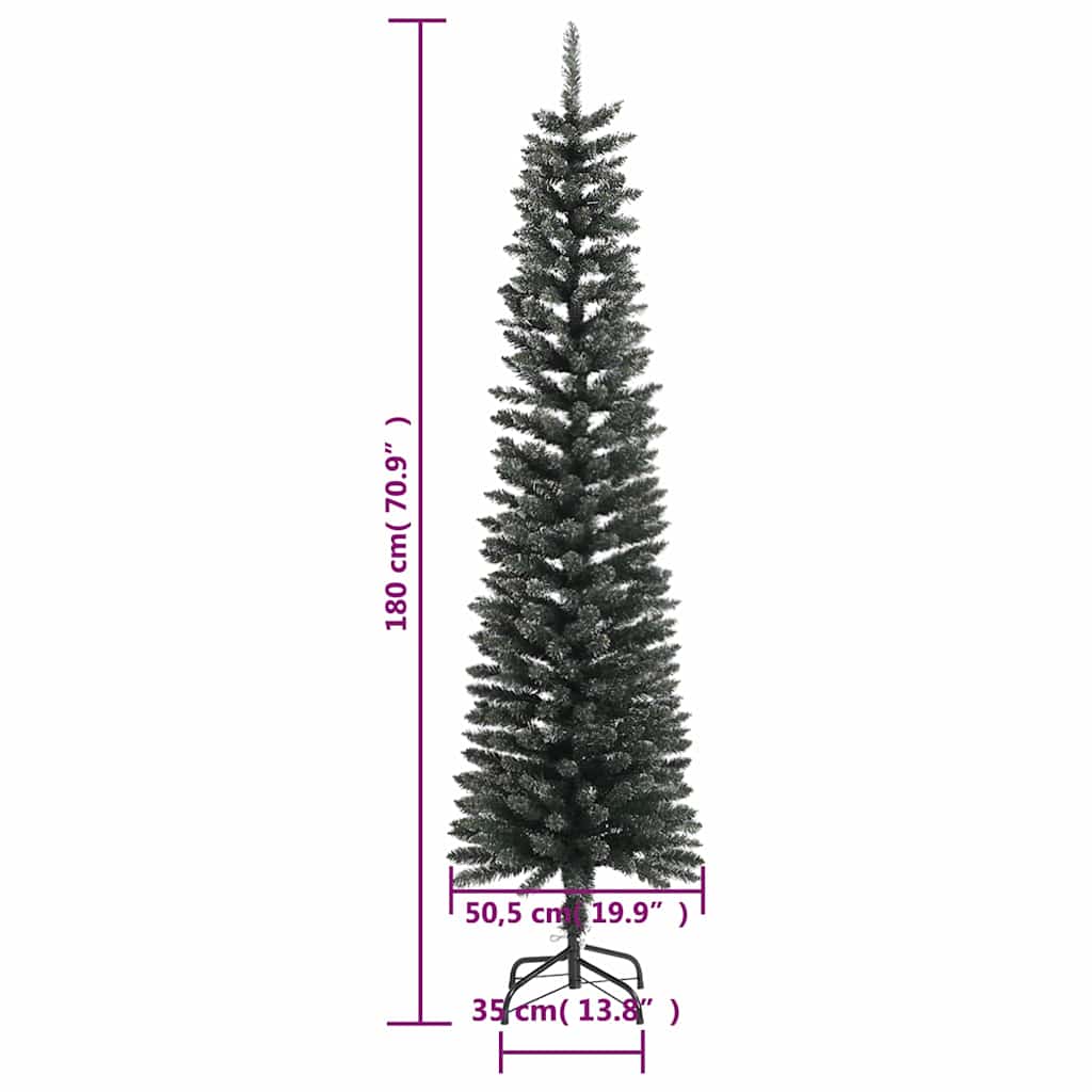 vidaXL Sztuczna, smukła choinka ze stojakiem, zielona, 180 cm, PVC