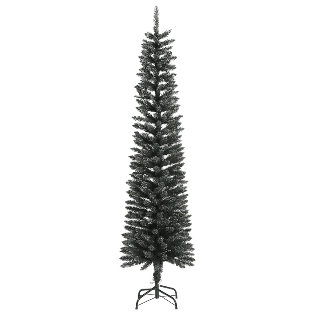 vidaXL Sztuczna, smukła choinka ze stojakiem, zielona, 210 cm, PVC