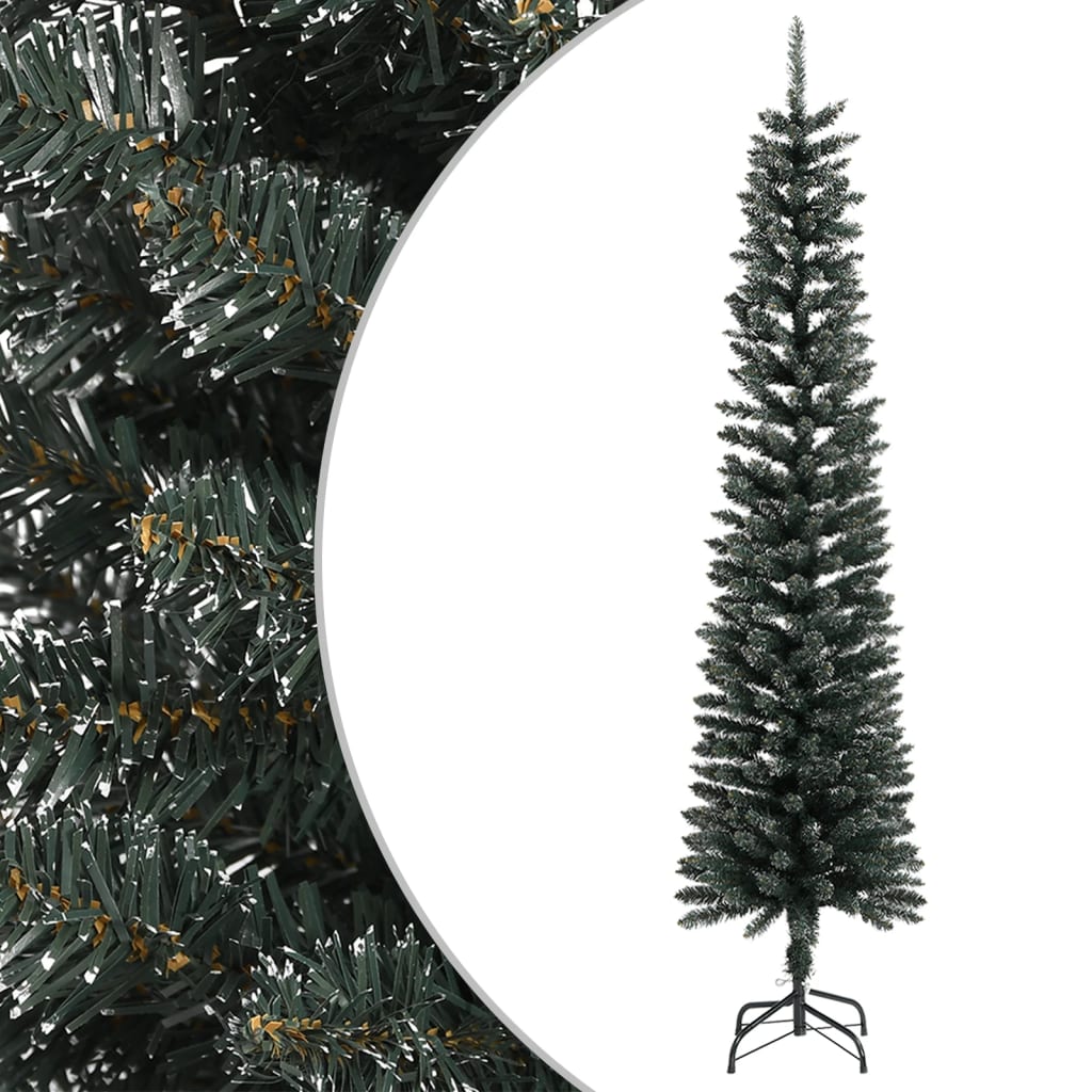 vidaXL Sztuczna, smukła choinka ze stojakiem, zielona, 240 cm, PVC