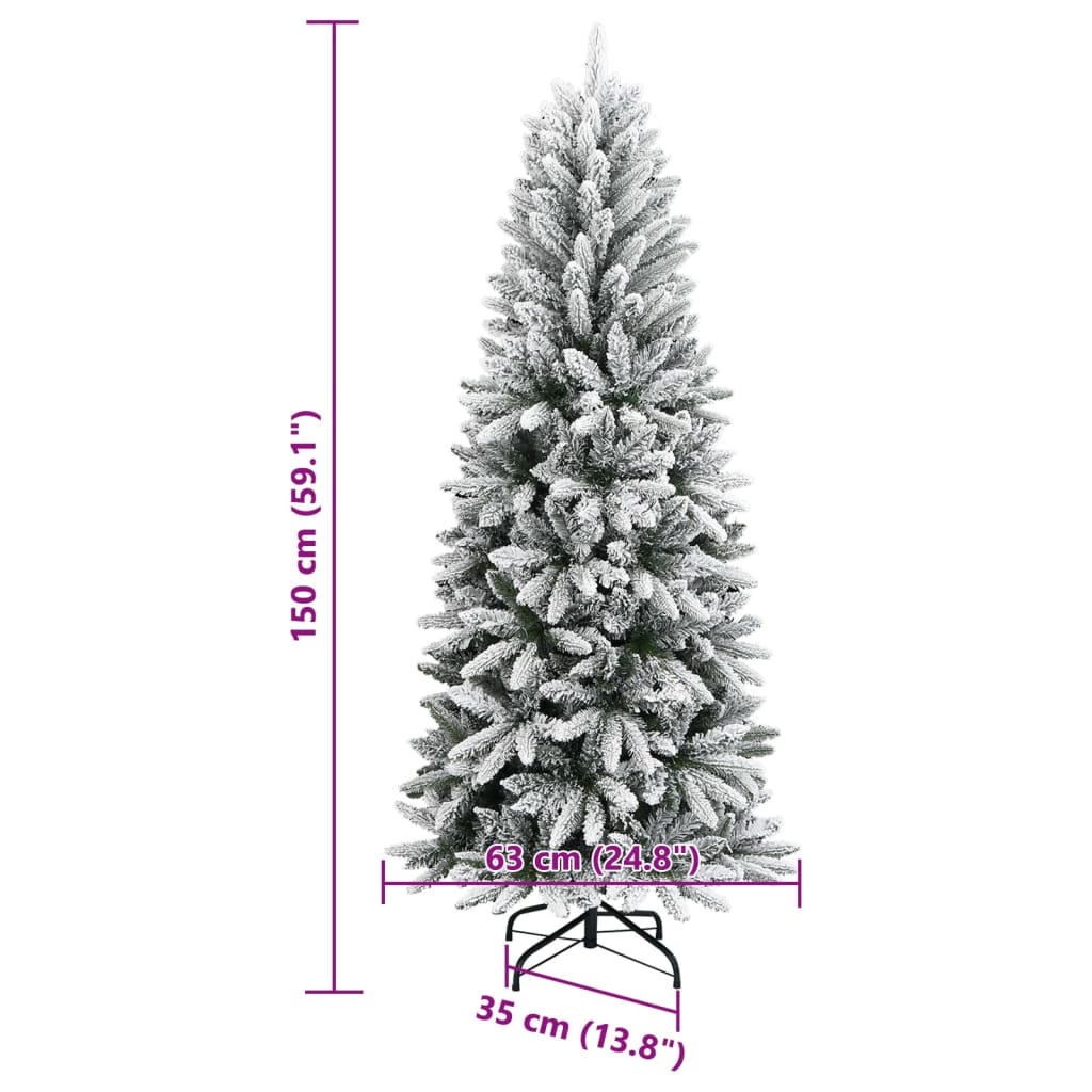 vidaXL Sztuczna choinka pokryta śniegiem, 150 cm, PVC i PE