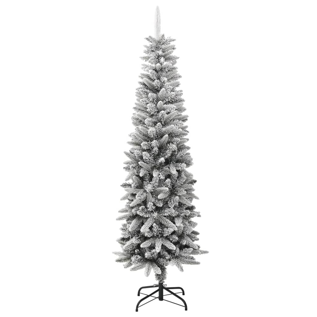 vidaXL Sztuczna, smukła choinka pokryta śniegiem, 180 cm, PVC i PE