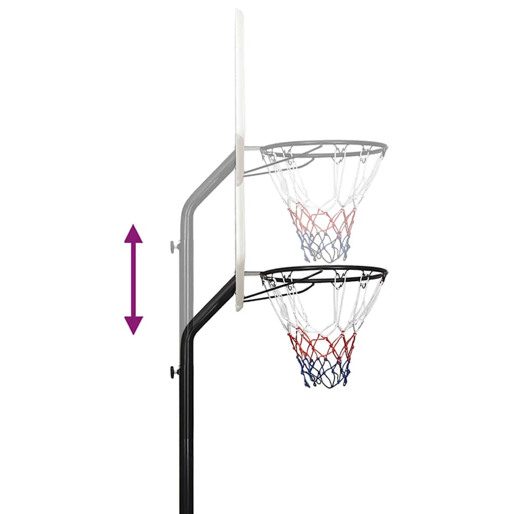 vidaXL Stojak do koszykówki, biały, 237-307 cm, polietylen