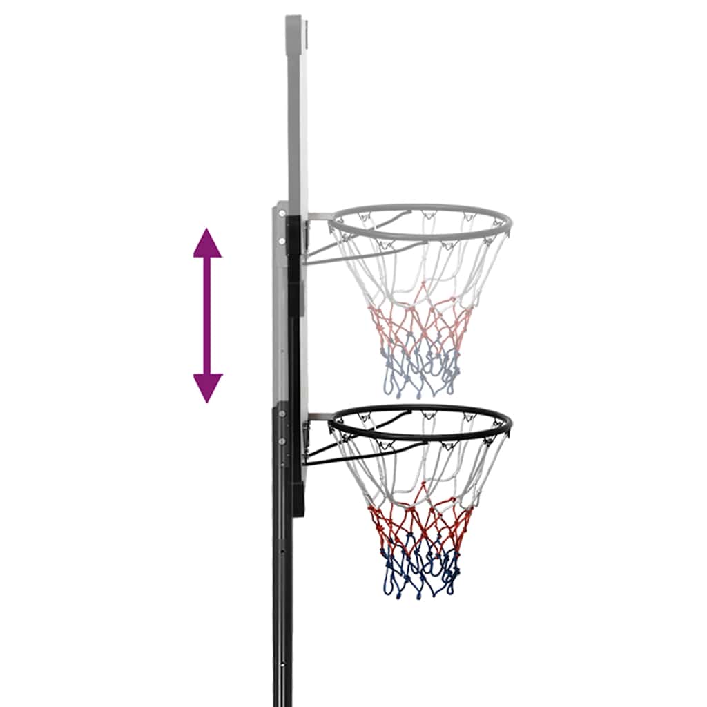 vidaXL Stojak do koszykówki z przezroczystą tablicą, 235-305 cm
