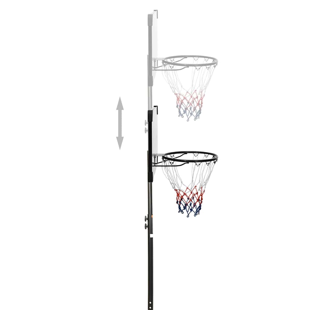 vidaXL Stojak do koszykówki z przezroczystą tablicą, 216-250 cm,