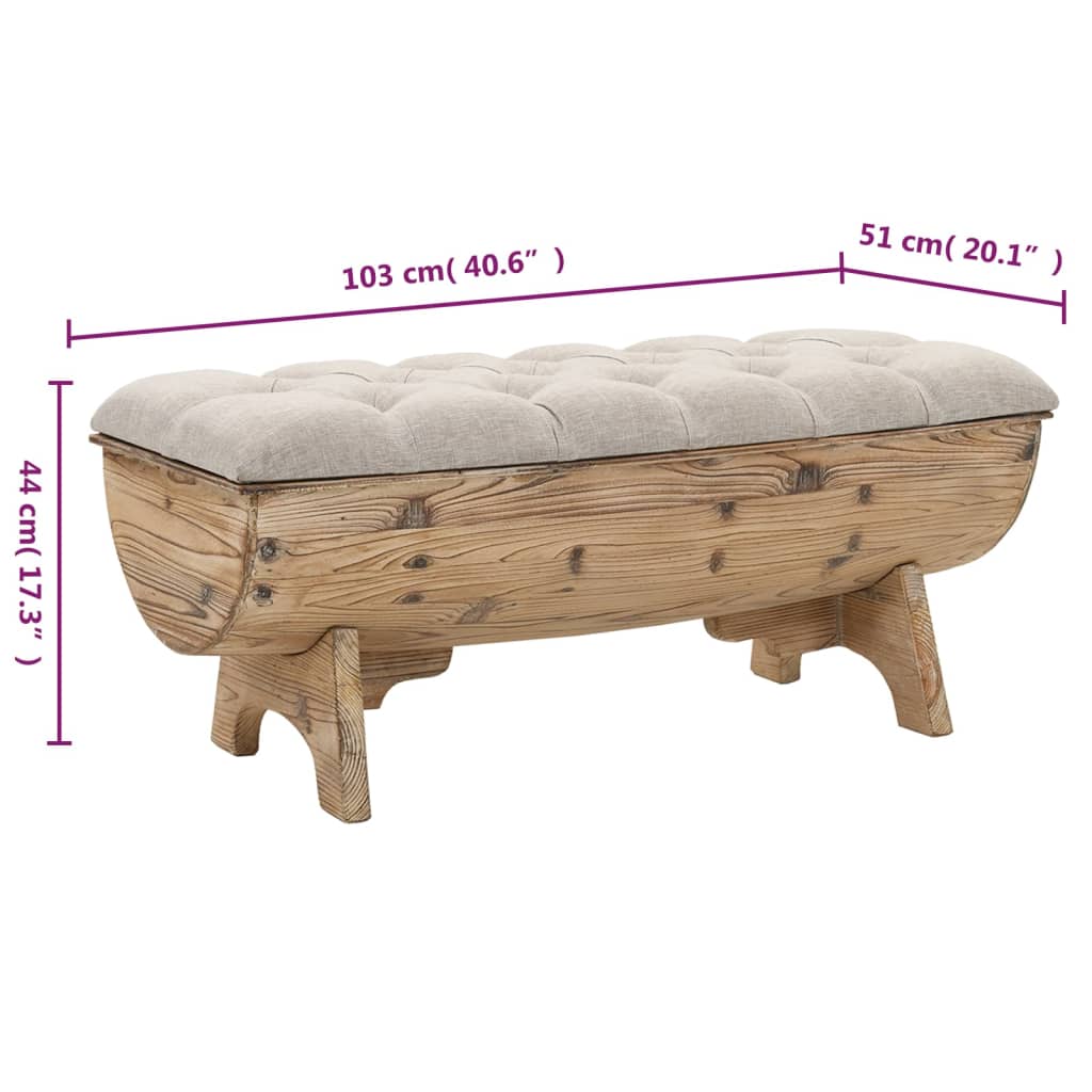 vidaXL Ławka magazynowa 103 cm z litego drewna jodłowego