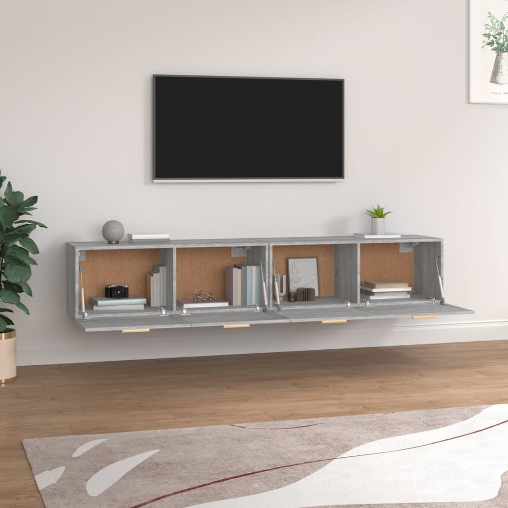 vidaXL Szafki wiszące, 2 szt., szary dąb sonoma, 100x36,5x35 cm
