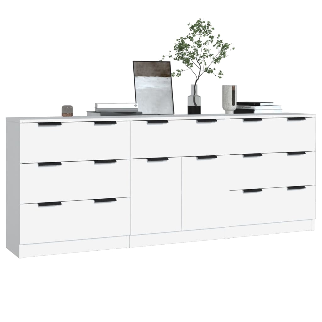vidaXL Szafki, 3 szt., białe, materiał drewnopochodny