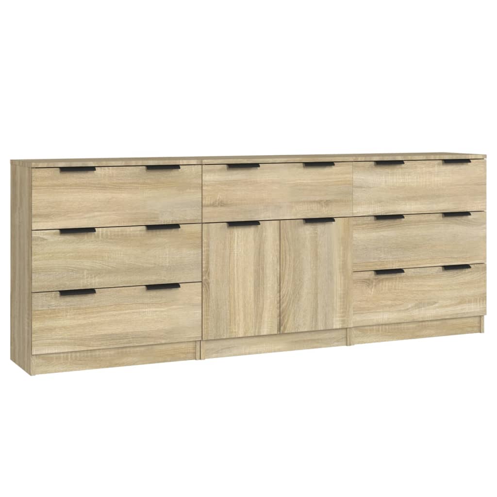 vidaXL Szafki, 3 szt., dąb sonoma, materiał drewnopochodny