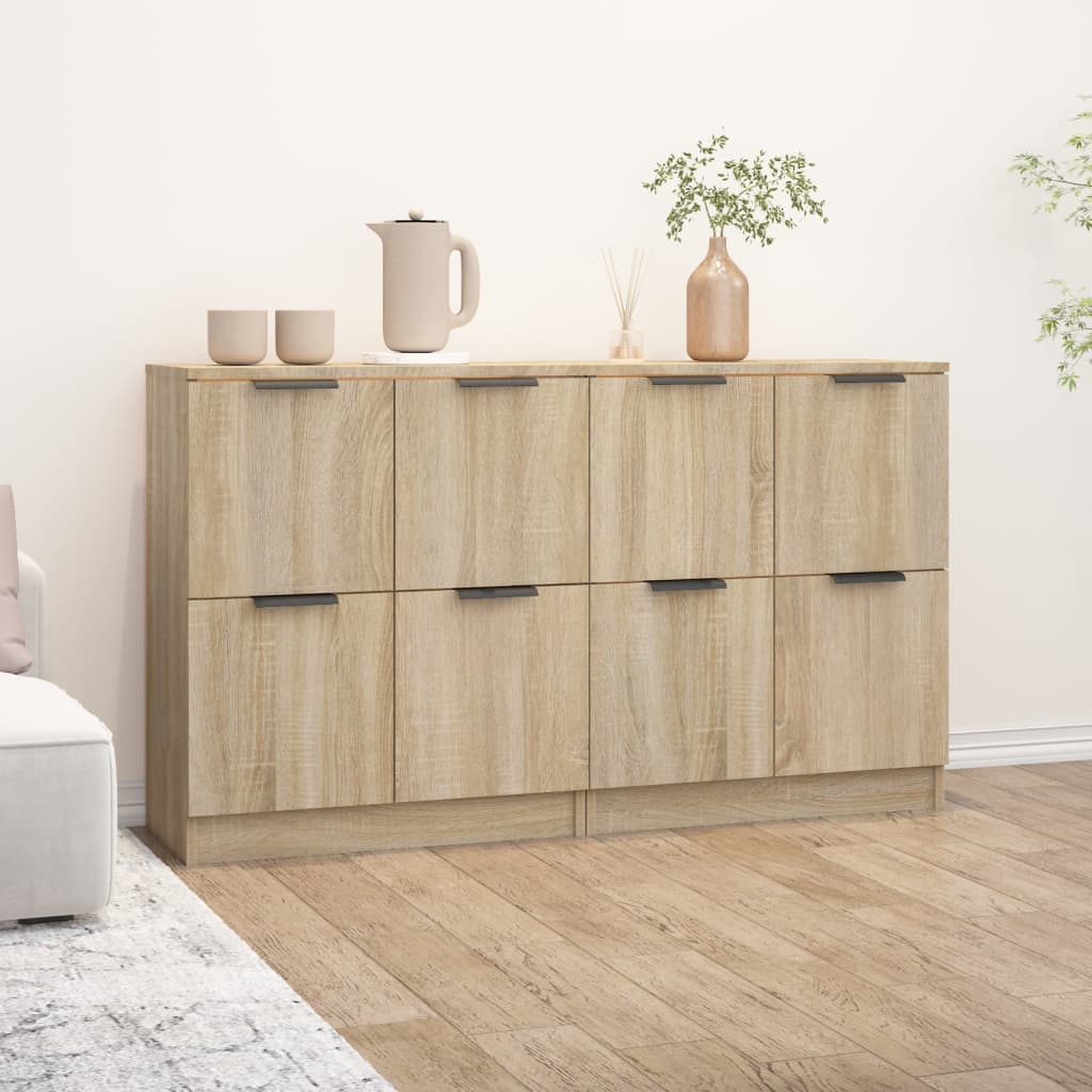 vidaXL Komody, 2 szt., dąb sonoma 60x30x70 cm, materiał drewnopochodny