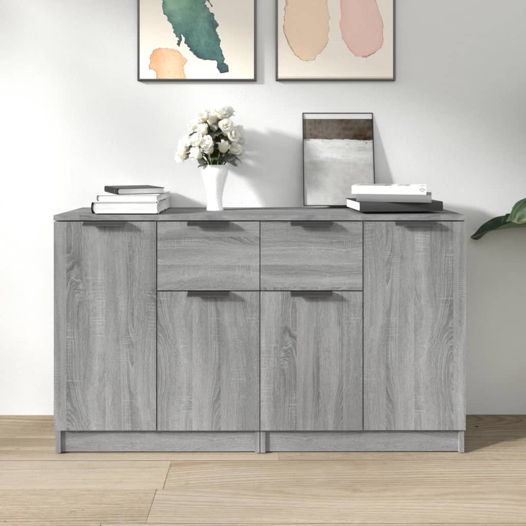 vidaXL Komody, 2 szt., szary dąb, 60x30x70 cm, materiał drewnopochodny