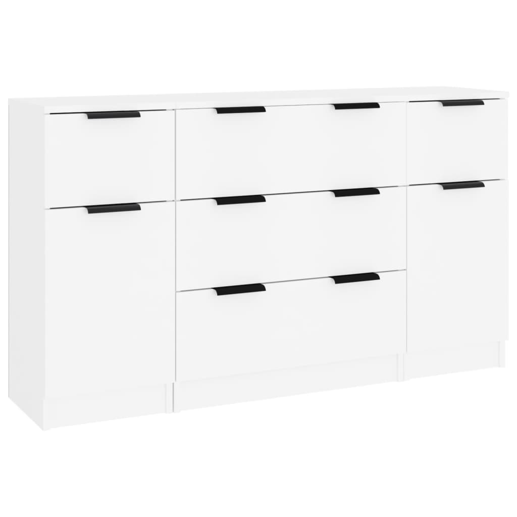 vidaXL 3-cz. zestaw szafek, biały, materiał drewnopochodny