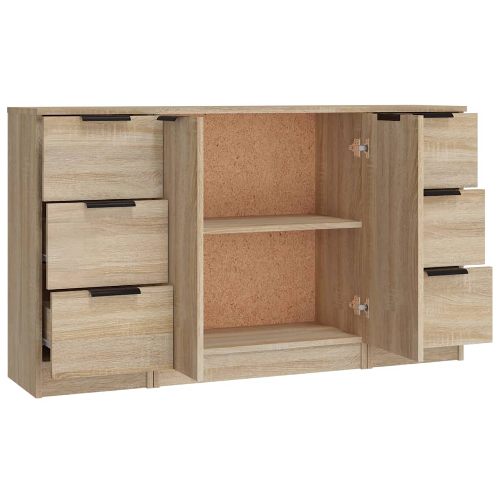vidaXL Szafki, 3 szt., dąb sonoma, materiał drewnopochodny