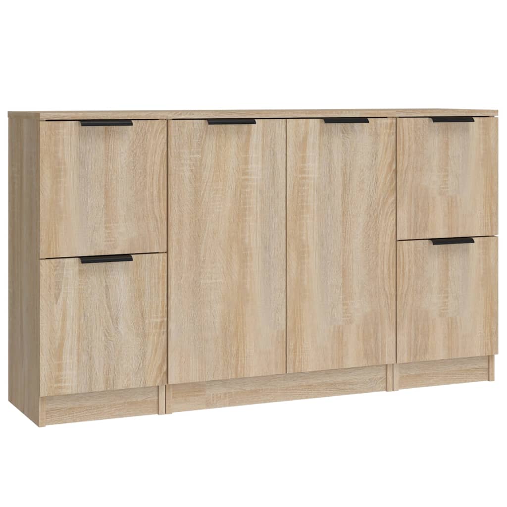vidaXL Szafki, 3 szt., dąb sonoma, materiał drewnopochodny