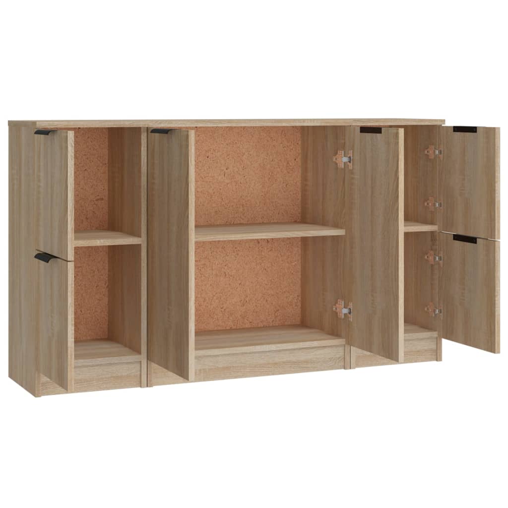 vidaXL Szafki, 3 szt., dąb sonoma, materiał drewnopochodny