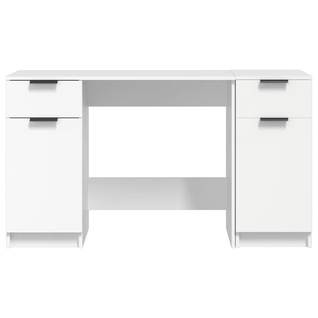 vidaXL Biurko z szafką boczną, białe, materiał drewnopochodny