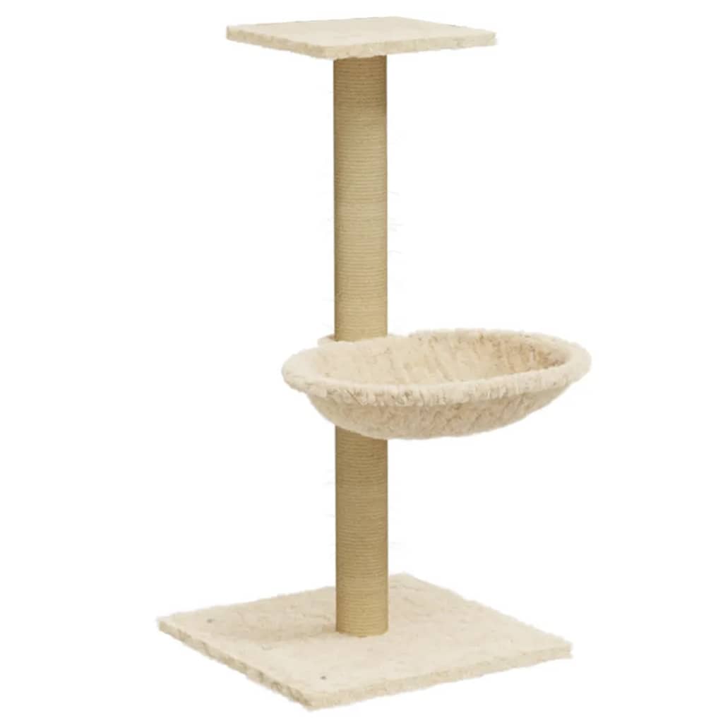 vidaXL Drapak dla kota z sizalowym słupkiem, kremowy, 74 cm
