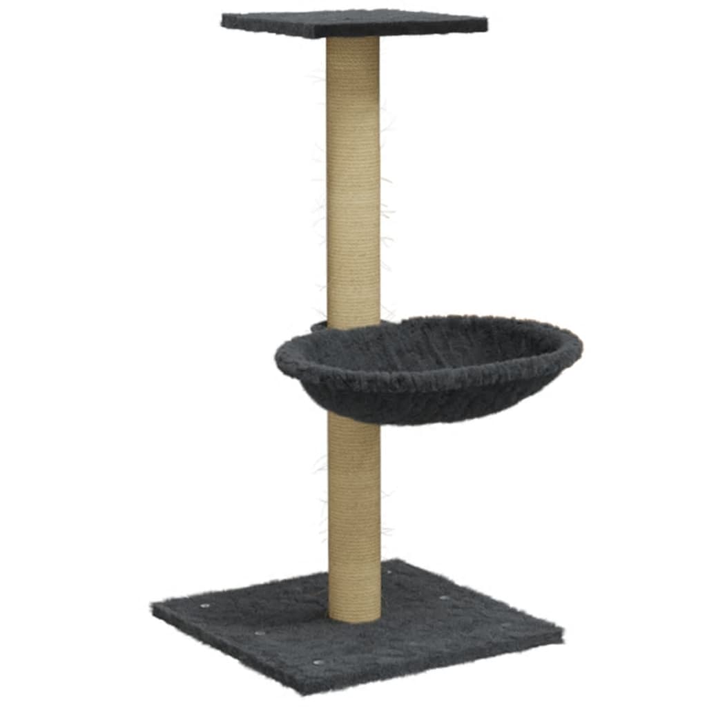 vidaXL Drapak dla kota z sizalowym słupkiem, ciemnoszary, 74 cm