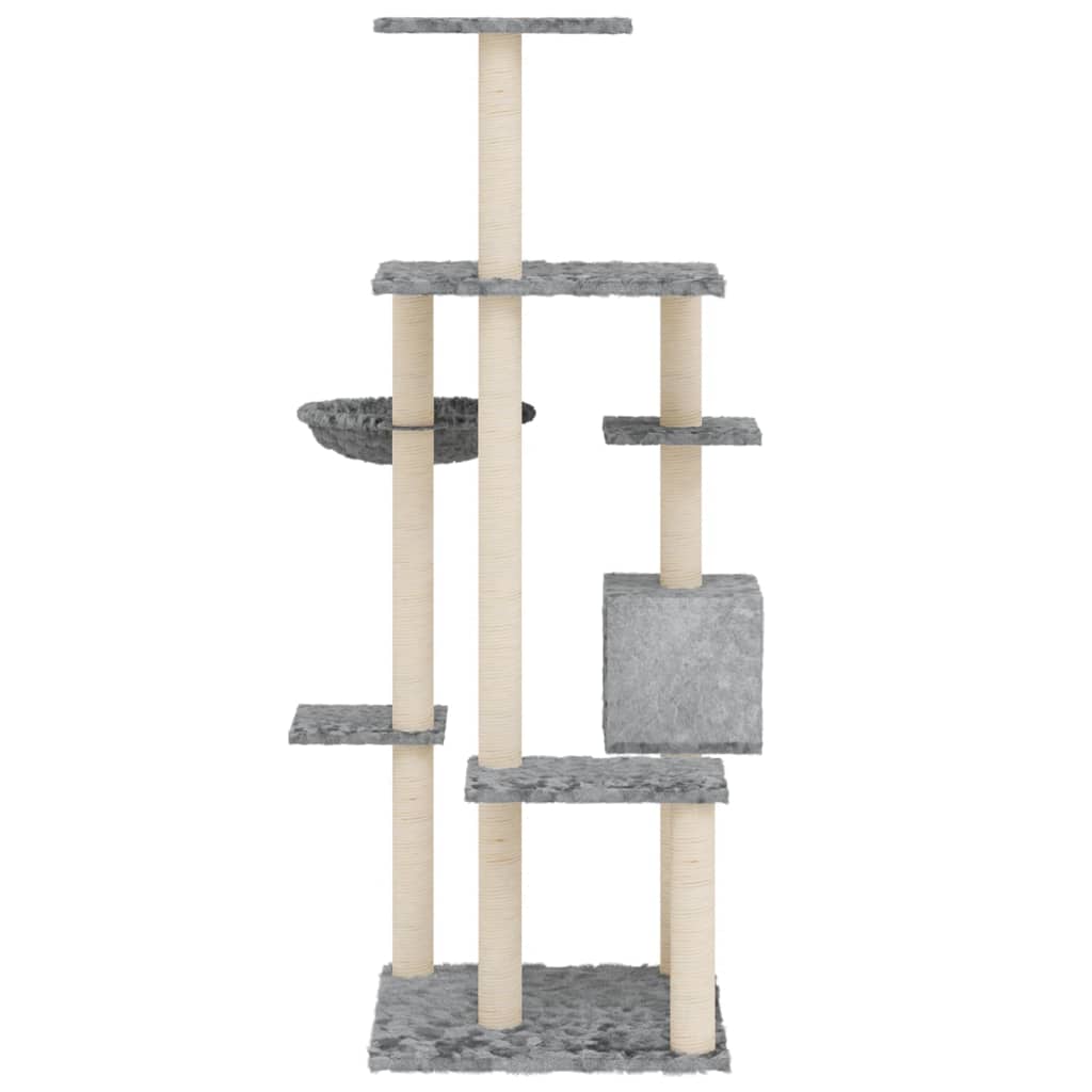 vidaXL Drapak dla kota z sizalowymi słupkami, jasnoszary, 142 cm
