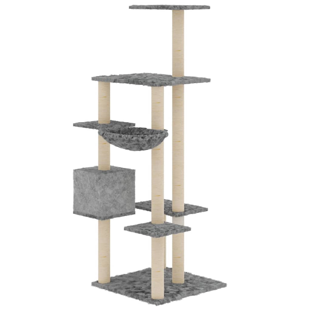 vidaXL Drapak dla kota z sizalowymi słupkami, jasnoszary, 142 cm