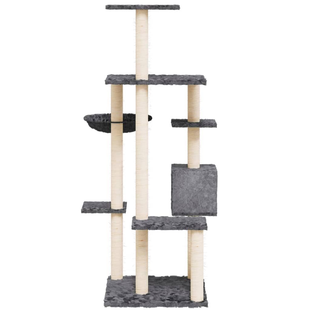 vidaXL Drapak dla kota z sizalowymi słupkami, ciemnoszary, 142 cm
