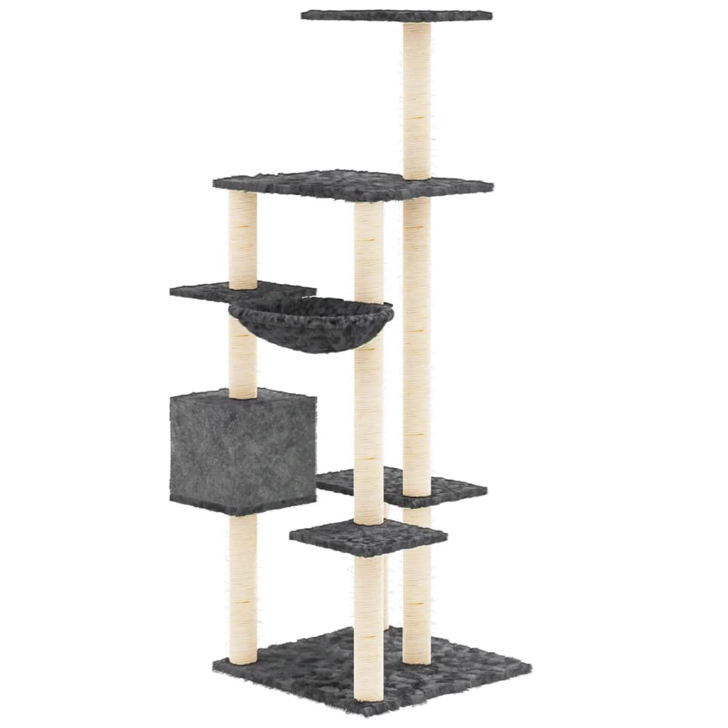 vidaXL Drapak dla kota z sizalowymi słupkami, ciemnoszary, 142 cm