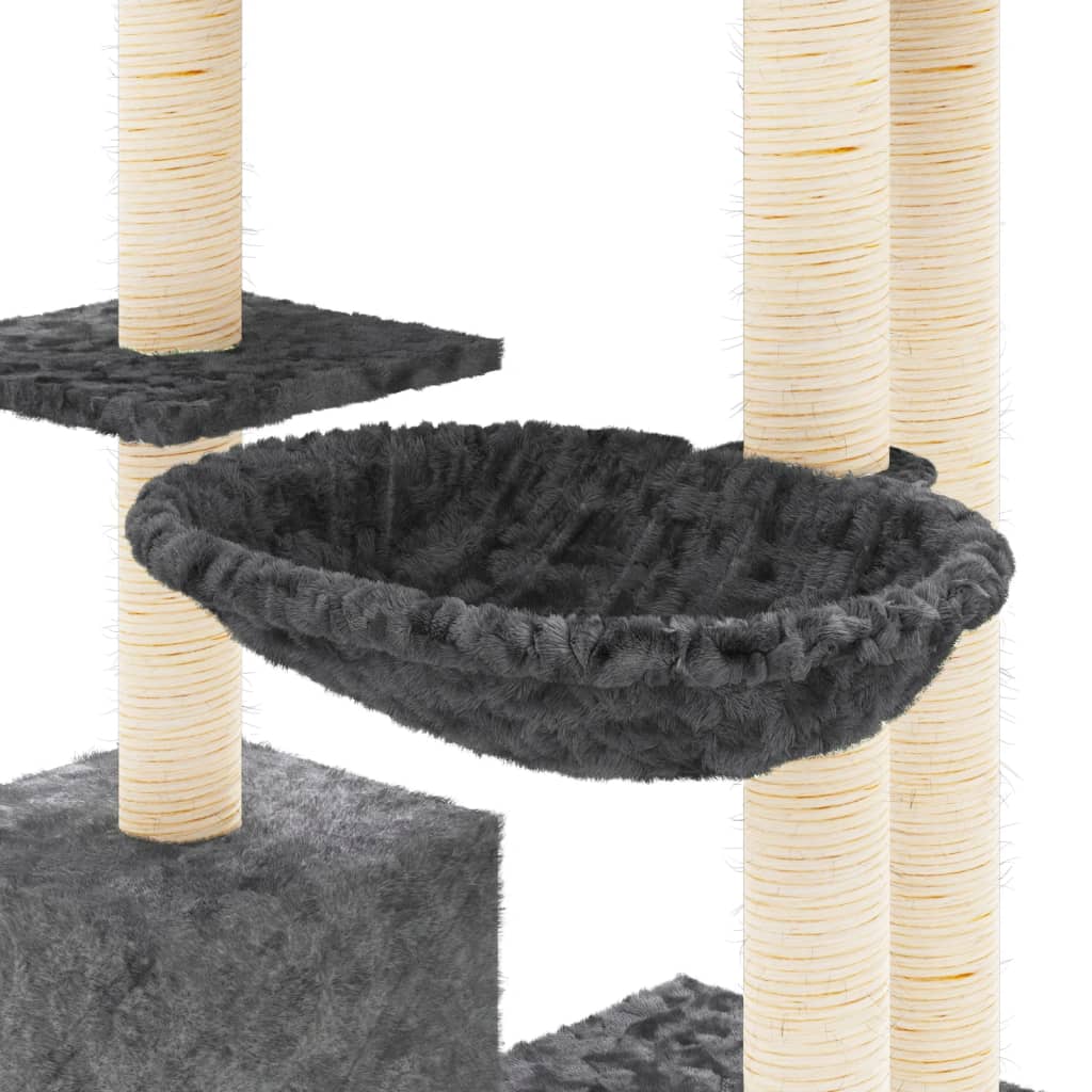 vidaXL Drapak dla kota z sizalowymi słupkami, ciemnoszary, 142 cm
