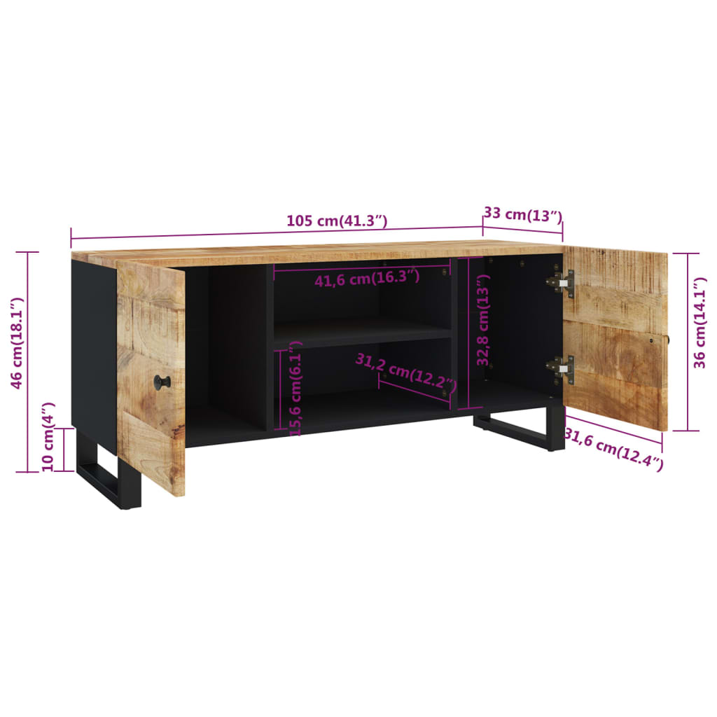 vidaXL Szafka pod telewizor, 105x33x46 cm, lite drewno mango