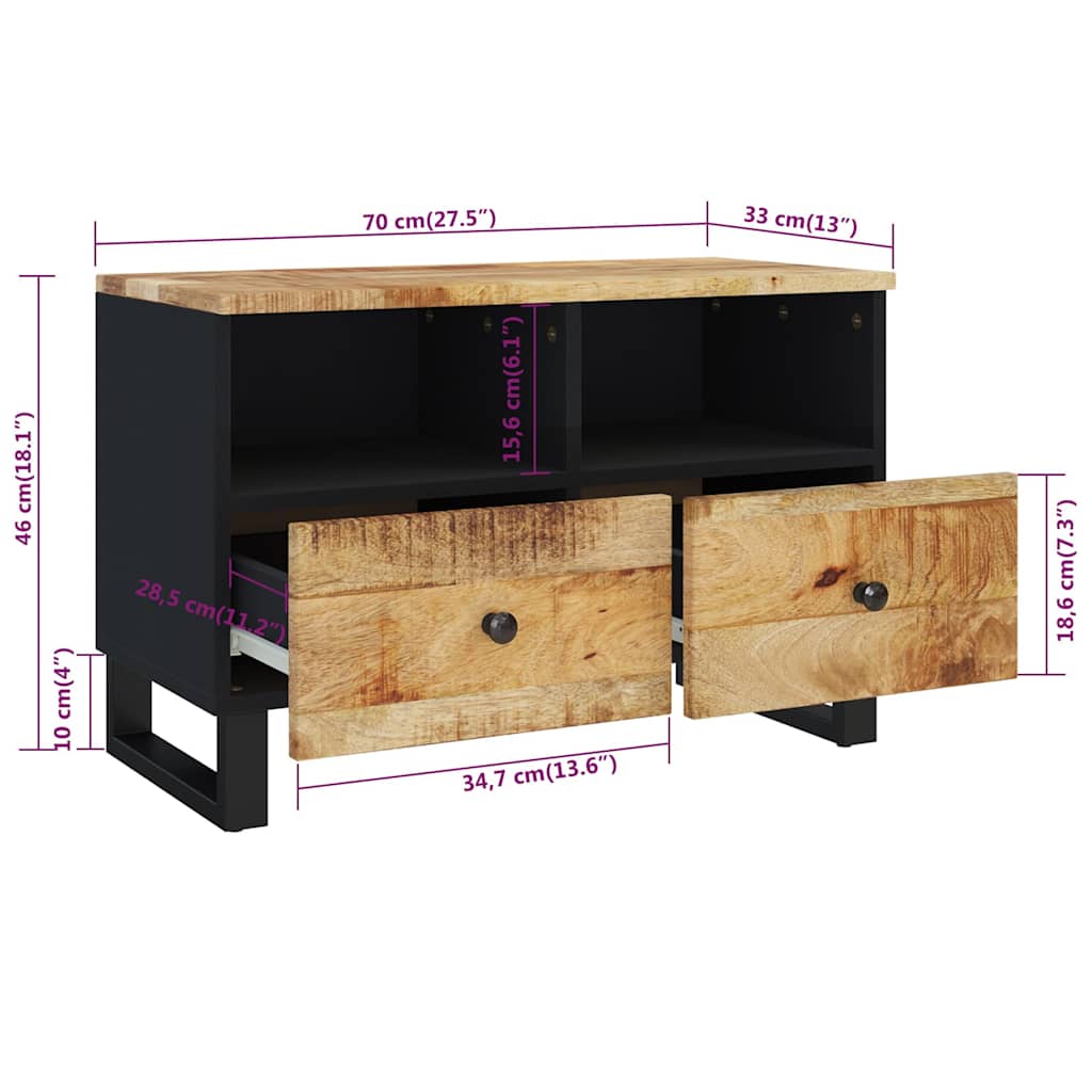 vidaXL Szafka pod telewizor, 70x33x46 cm, lite drewno mango