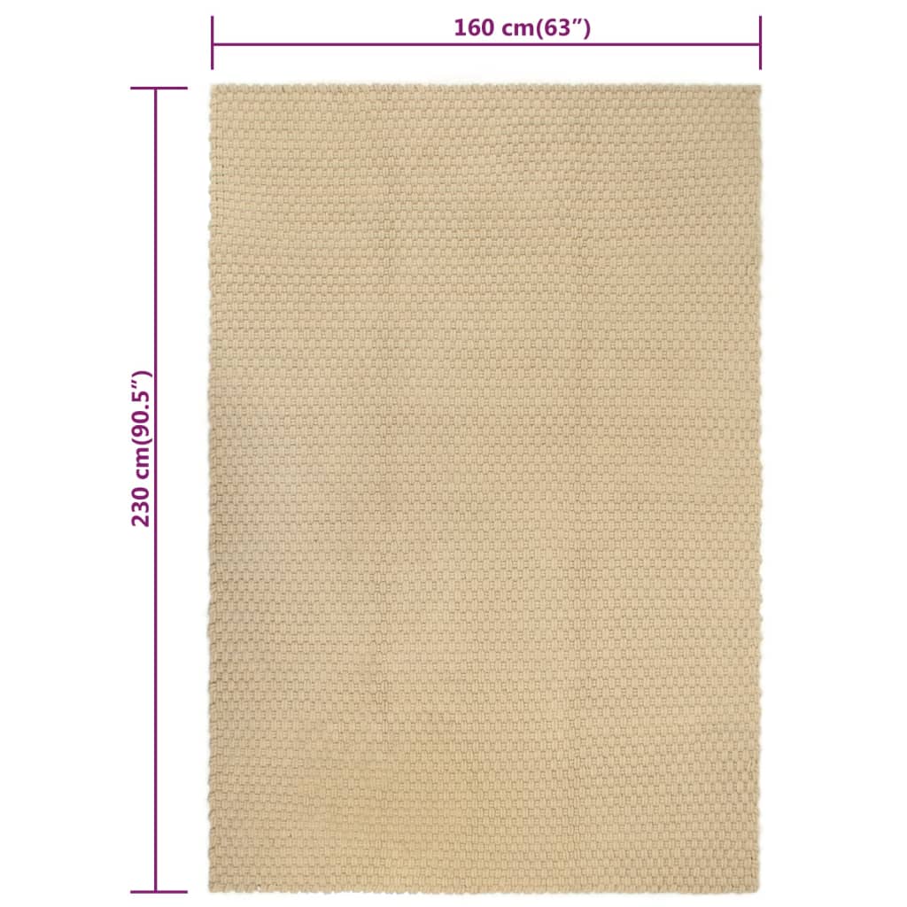 vidaXL Dywan prostokątny, naturalny, 160x230 cm, bawełna