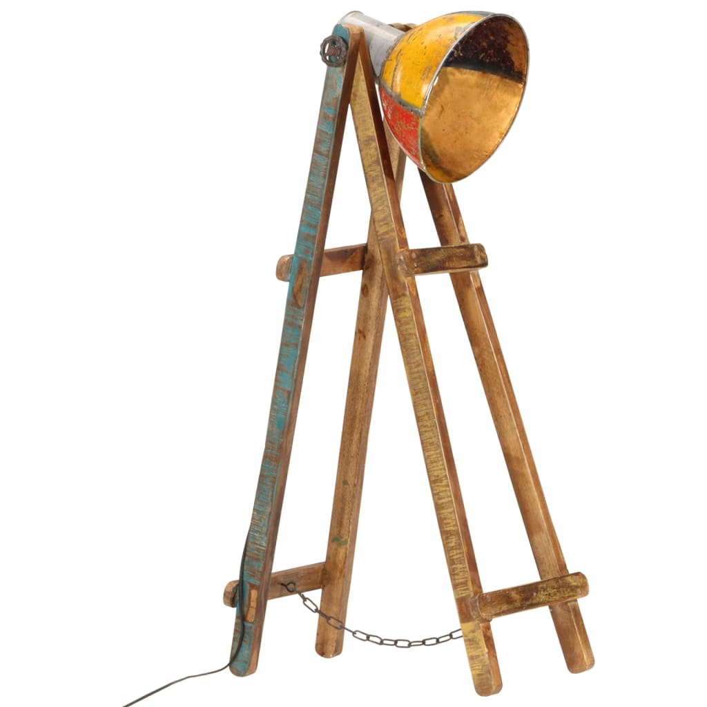 vidaXL Lampa podłogowa, kolorowa, E27, lite drewno mango
