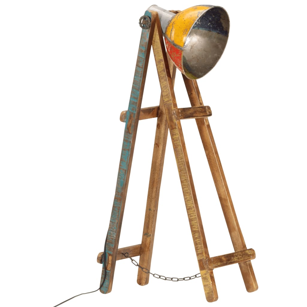 vidaXL Lampa podłogowa, kolorowa, E27, lite drewno mango
