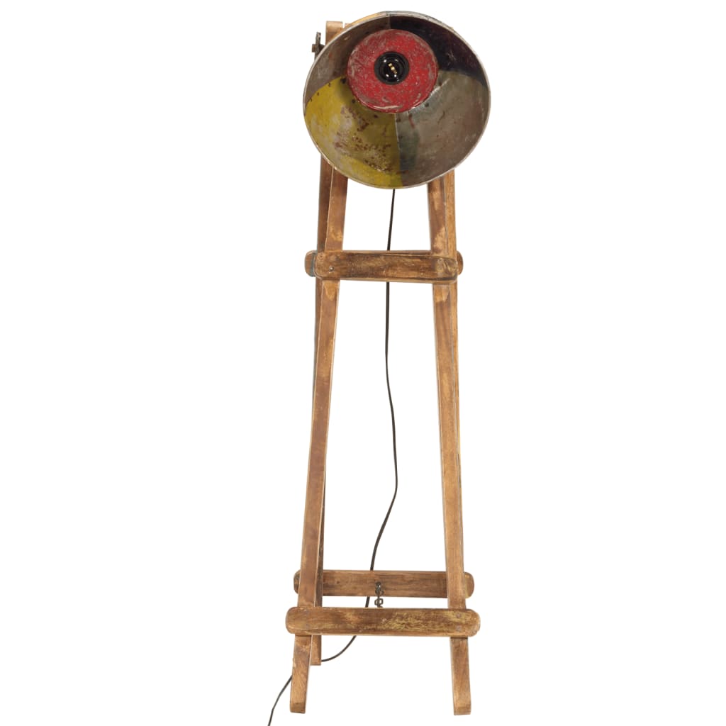 vidaXL Lampa podłogowa, kolorowa, E27, lite drewno mango