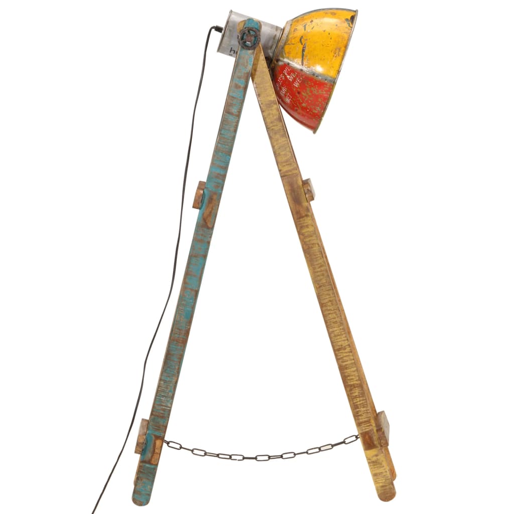 vidaXL Lampa podłogowa, kolorowa, E27, lite drewno mango
